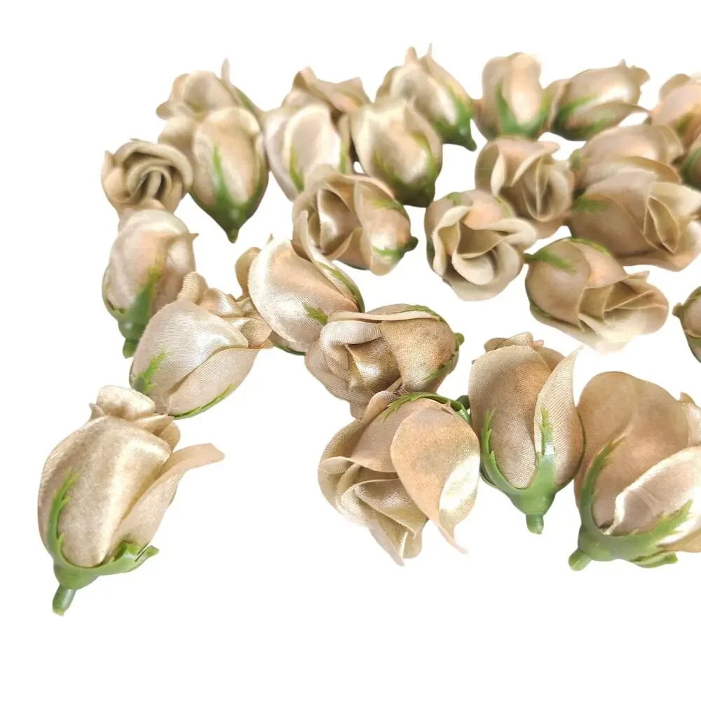 50 Moss Olive Green Satin Rose Buds Stemless Wedding Floral Craft DIY 2